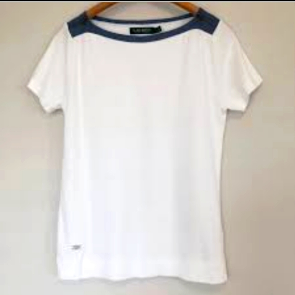 Lauren Ralph Lauren Style Short Sleeve size medium Blue and White